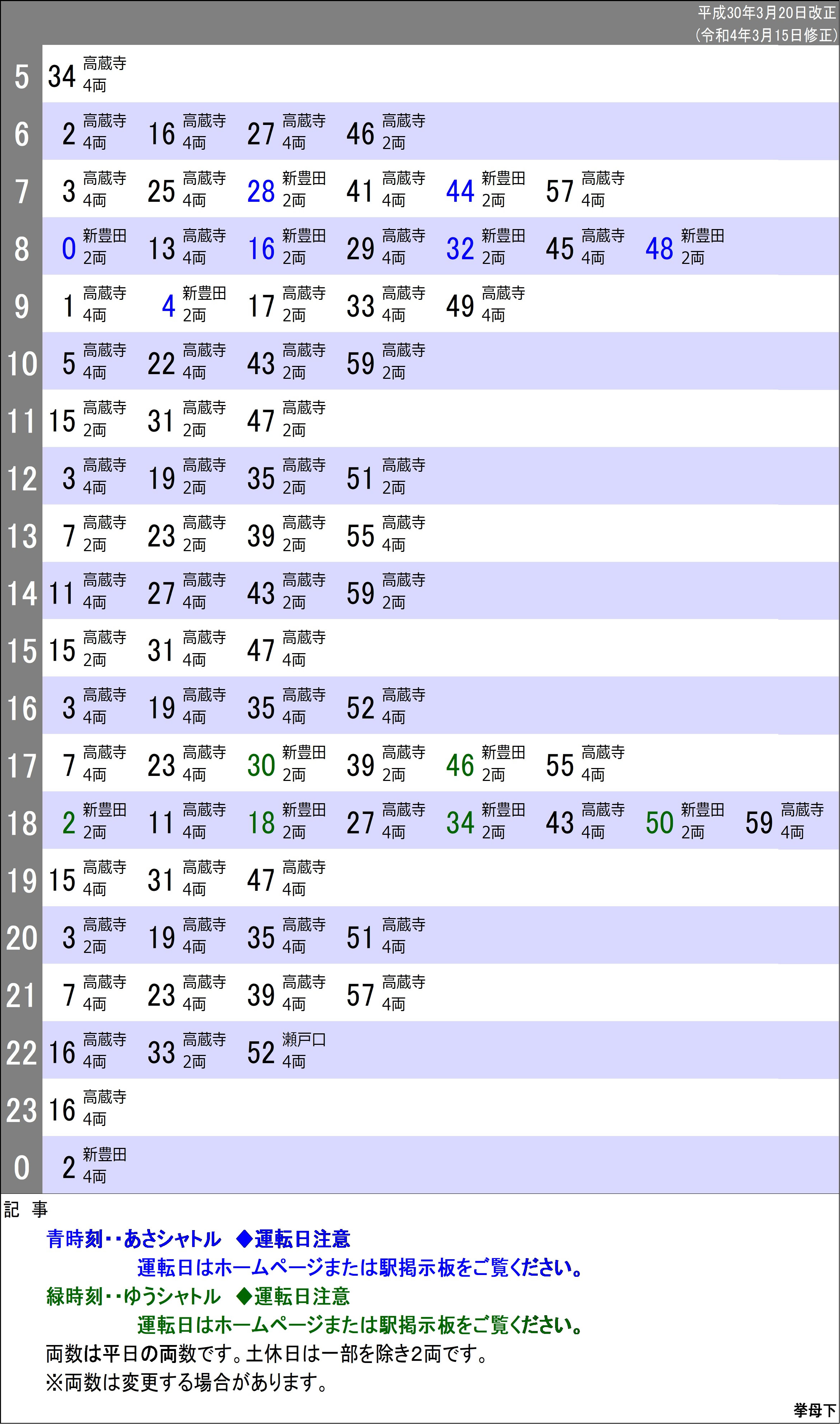 注目の 時刻表 注目の 時刻表